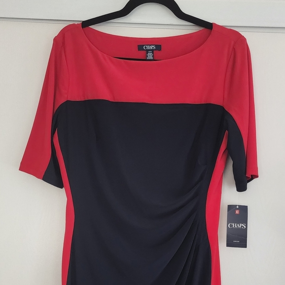 Chaps Boatneck Short Sleeve Cocktail Dress - Picture 1 of 3